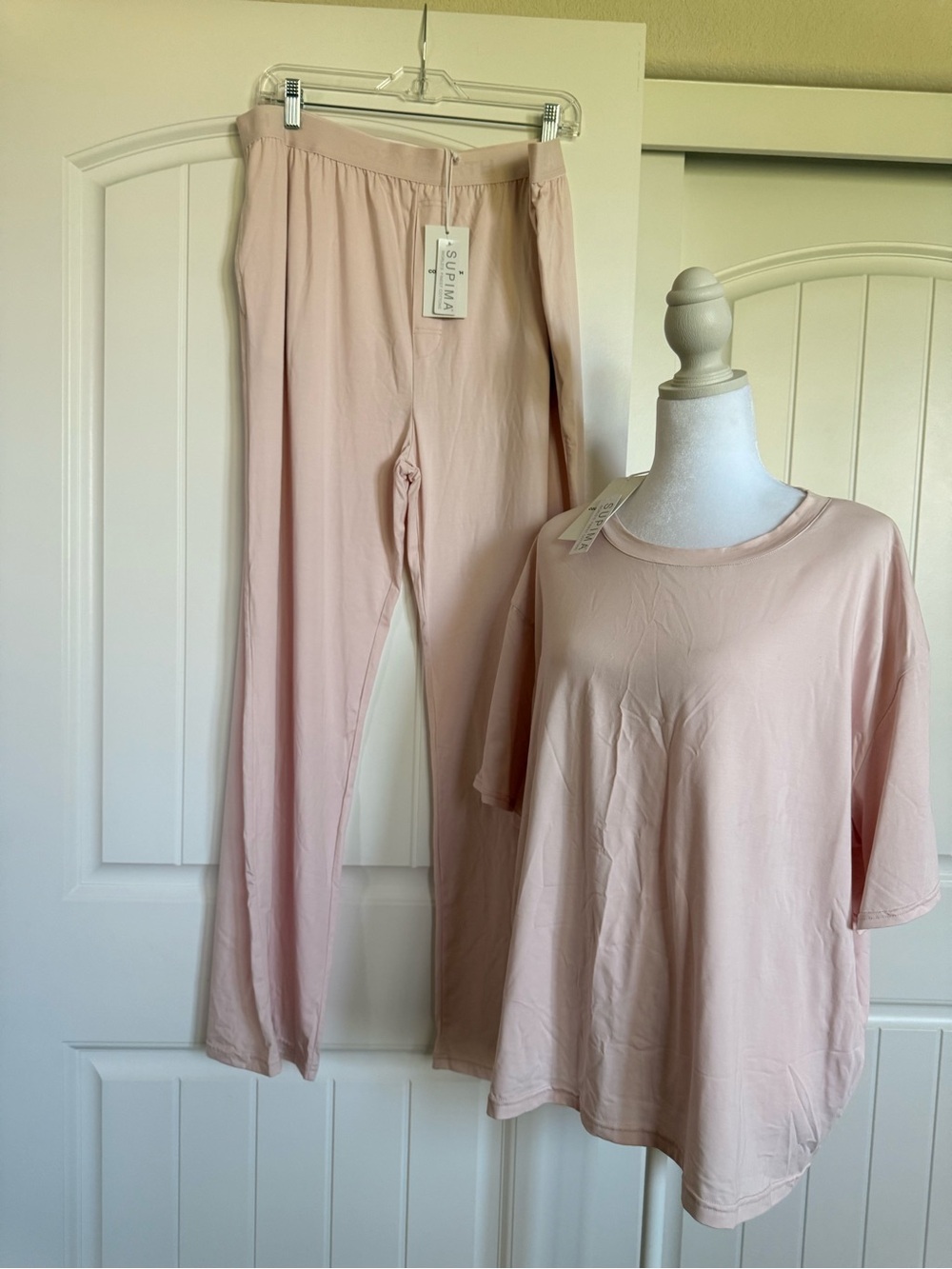 Cozy Earth Supima™ Women's Lounge Bamboo Viscose Pajama Set in Blush Pink NWT XL